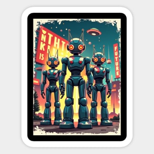 Retro Robot Revival: Vintage Visions of the Future Sticker